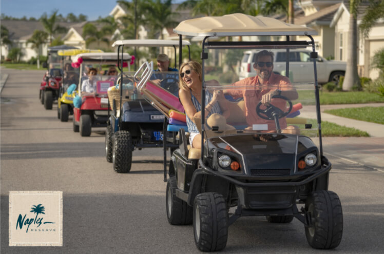 Naples Reserve Homeowners driving their golf carts in the community