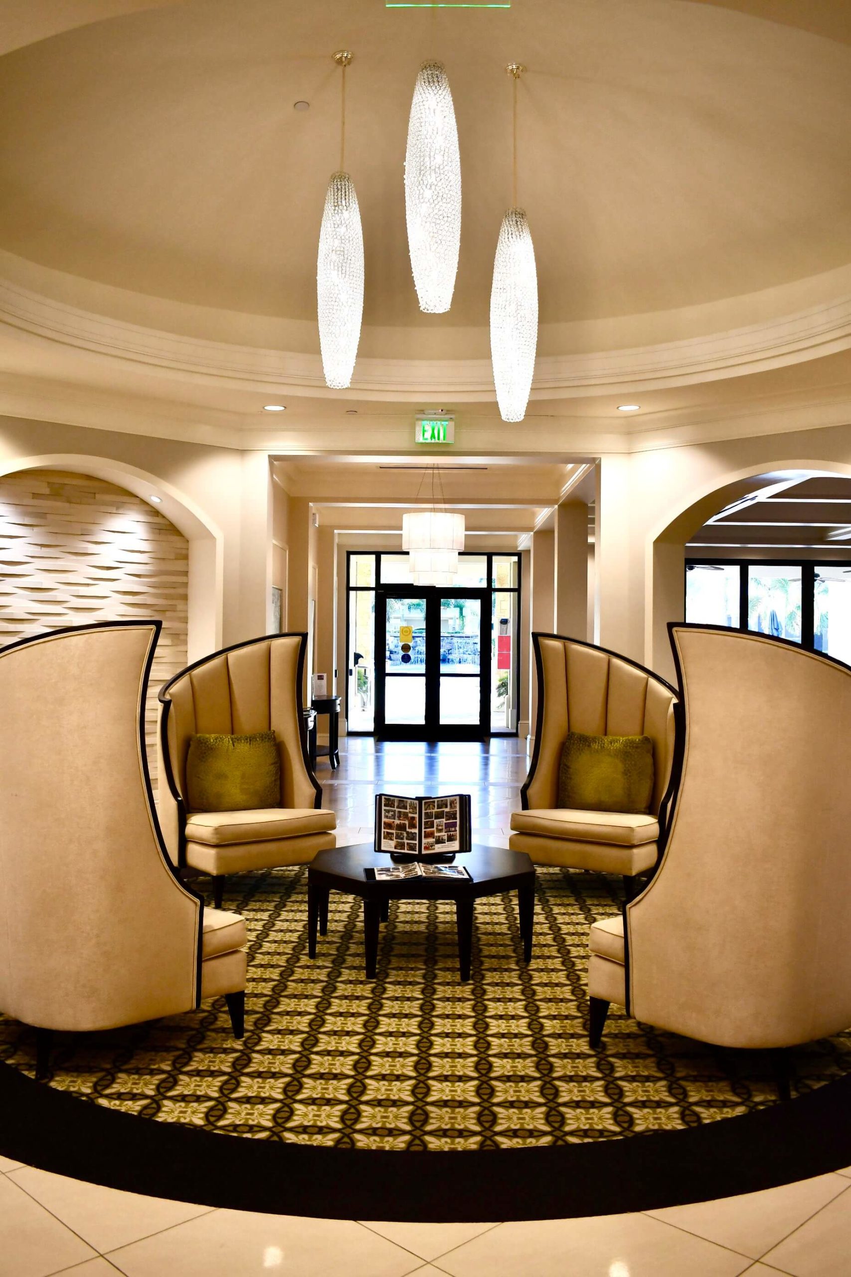Upon entering the clubhouse, you are greeted with a beautiful sitting area