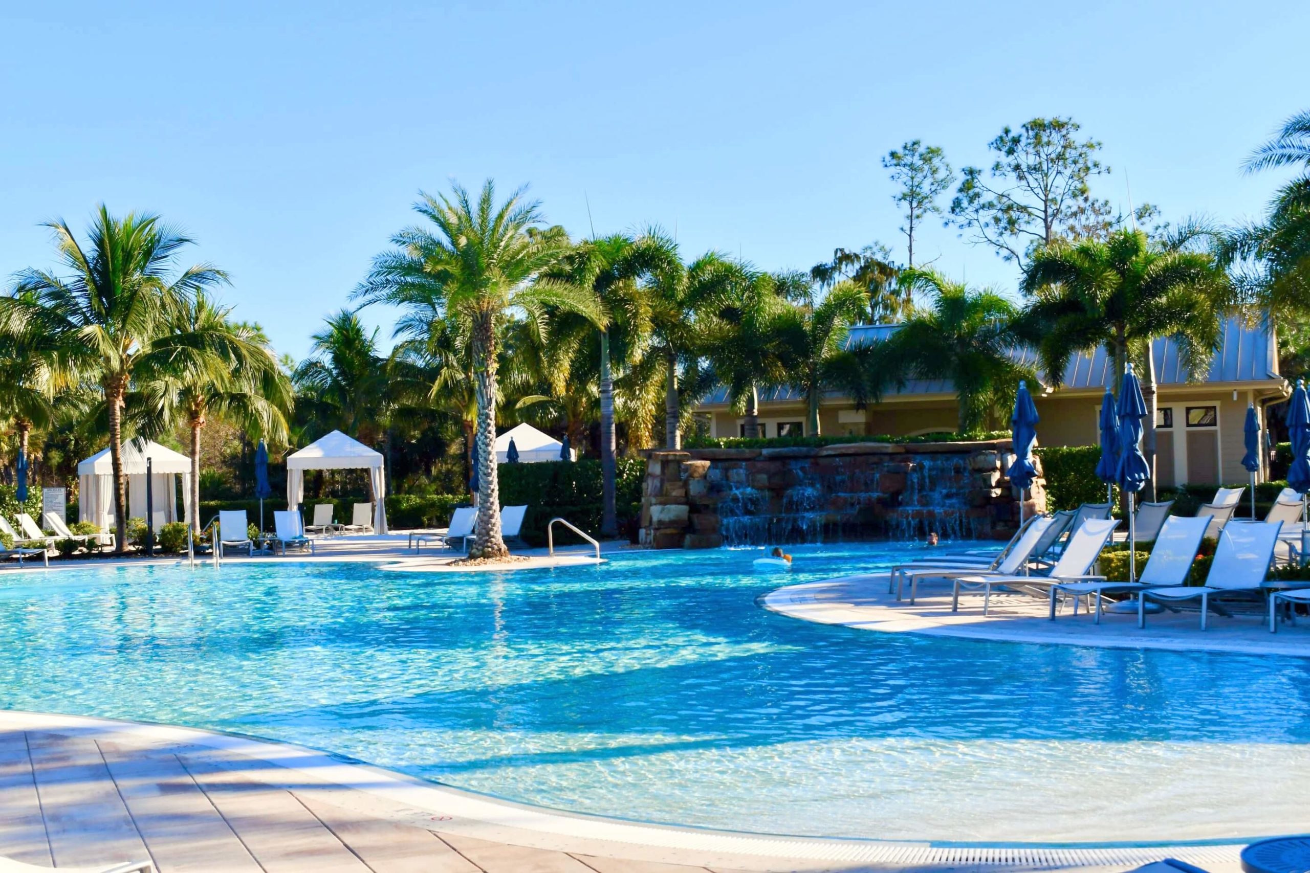 Beautiful resort-style pool with cabanas